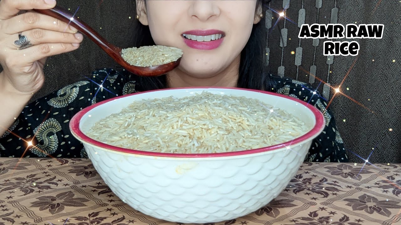 ASMR RAW RICE EATING // BIG BITES - YouTube