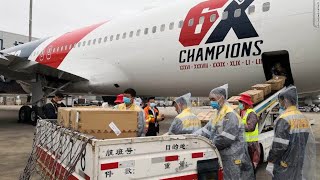 New England Patriots team plane with 1.2 million N95 masks arrives from China to help ease shortages