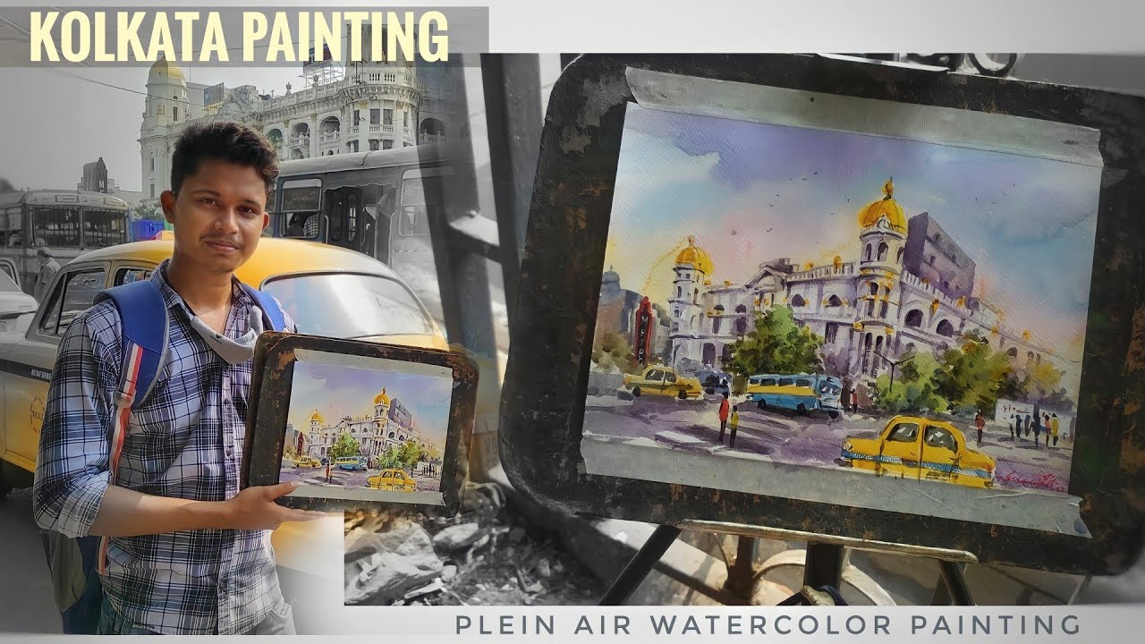 Kolkata Outdoor Painting // Watercolor Painting of Kolkata // Plein Air Painting of Kolkata