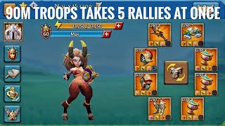 90MILLION TROOPS TAKES 5 RALLIES AT ONCE! - MYTHIC RALLY TRAPS IN ACTION! - Lords Mobile