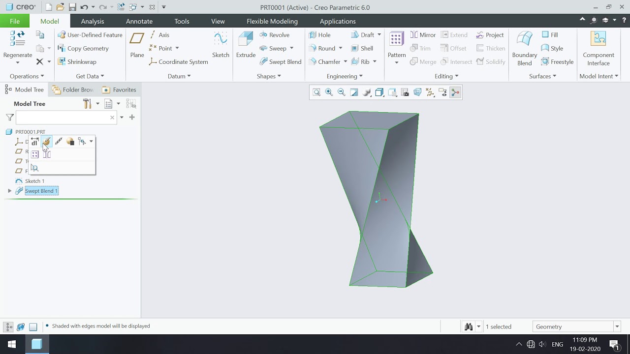 PTC Creo Swept Blends - YouTube