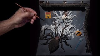 Diorama Of A Huge Creepy Monster In The Basement | RESIN PRINT | SPIDER SERUM