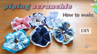 【縁取りシュシュの作り方】- How to make a piping scrunchie - DIY .