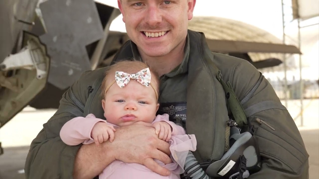 Military Homecoming F-35C - Marine Dad comes home from deployment to baby