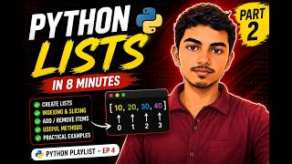 Python Lists in 8 Minutes | Python Tutorial for Beginners | Part 2