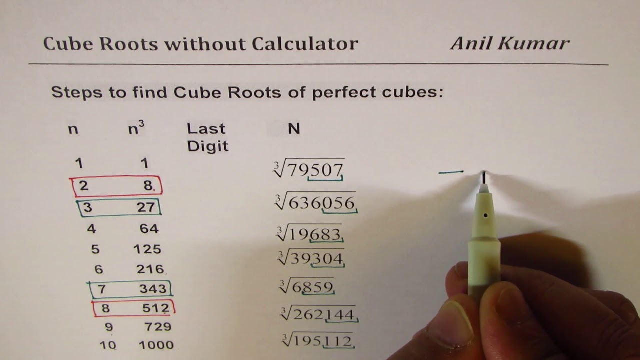 Cube Root Without Calculator for Perfect Cubes Exam Practice