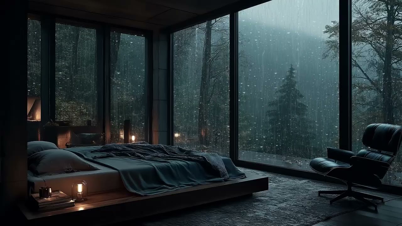 🎼 Tranquil Rain & Piano Bedroom | 3 Hours Rain Outside the Window | Focus Meditation Sleep Study