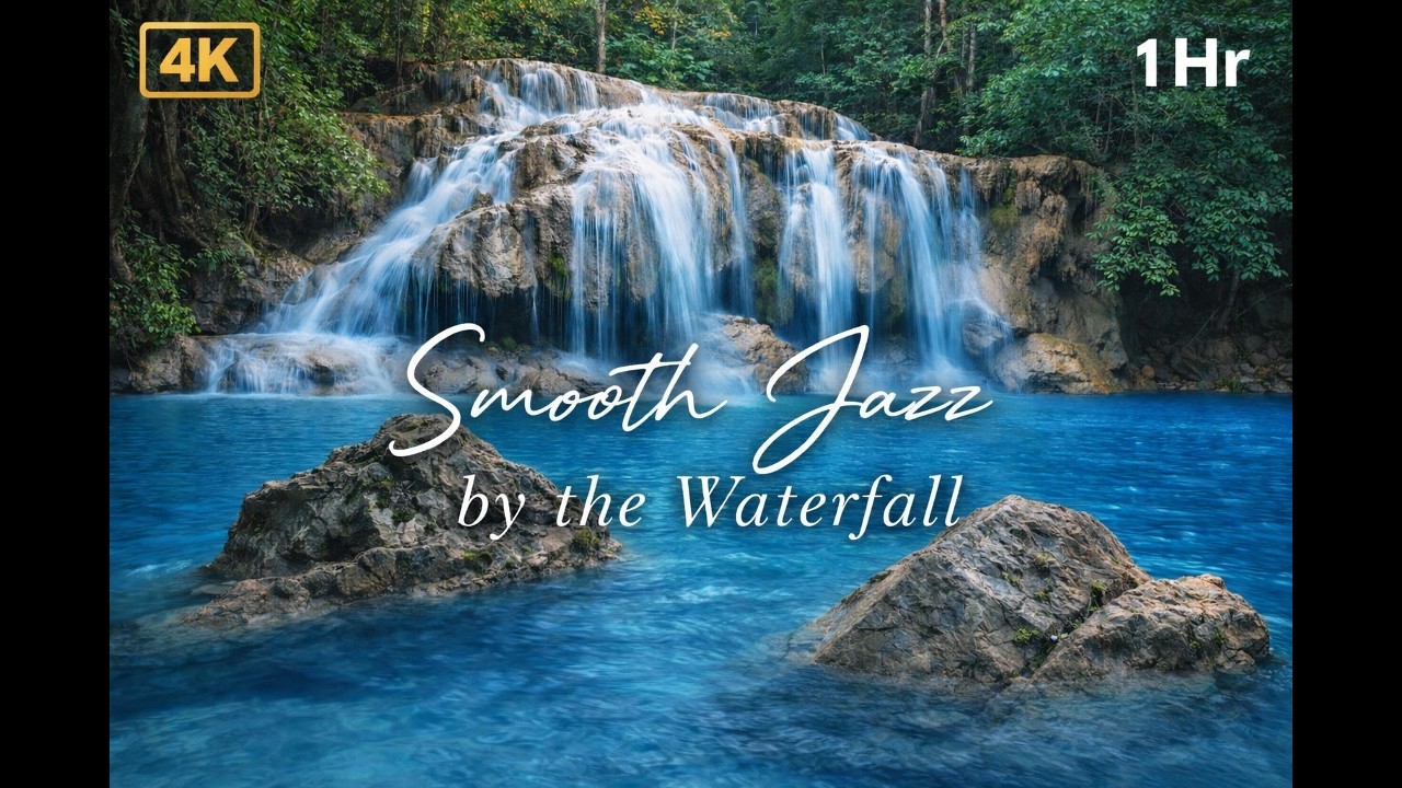 Smooth Jazz by the WaterFall | 1 Hr |  Nature sounds |  Waterfall Ambience |
