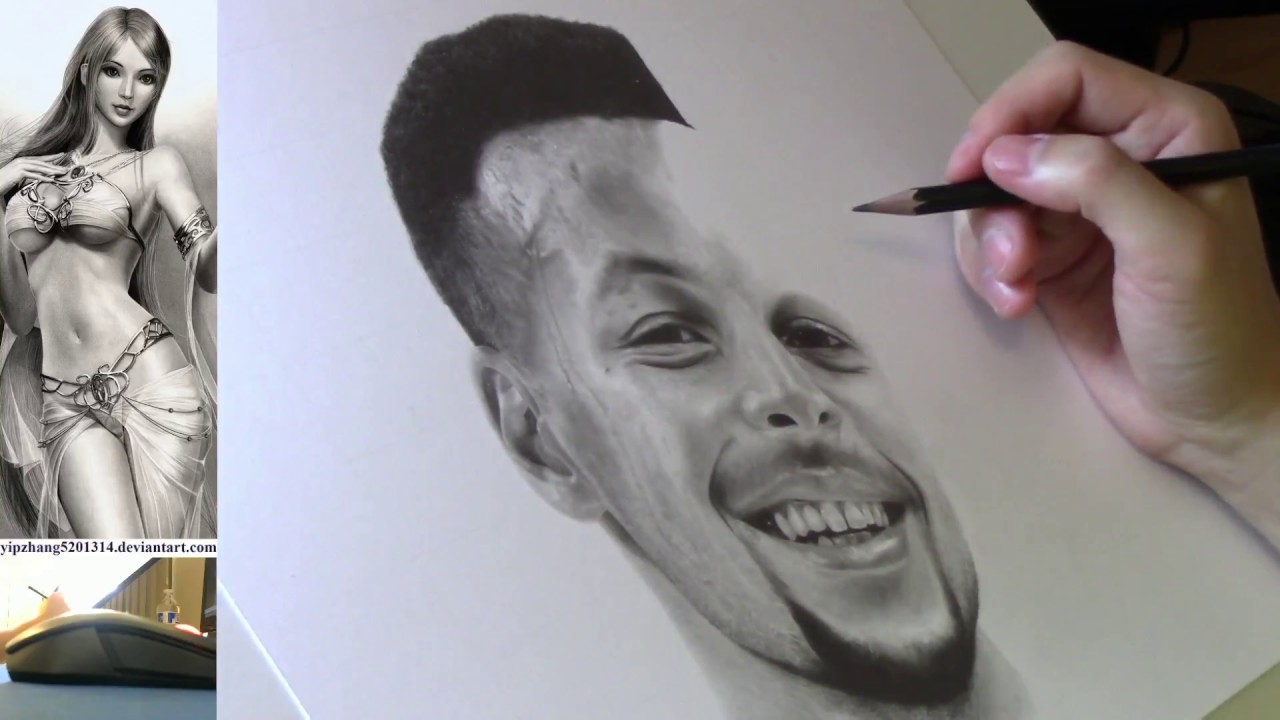 Live Stream - Stephen Curry Portrait Pencil Drawing Part 10 - YouTube