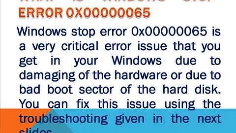 Best Way to Fix Windows Stop Error 0x00000065