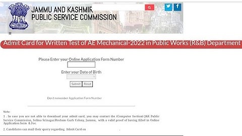 JKPSC AE Mechanical Admit Card 2022 Out | JKPSC AE Mechanical 2022 Admit Card Out Link - Description