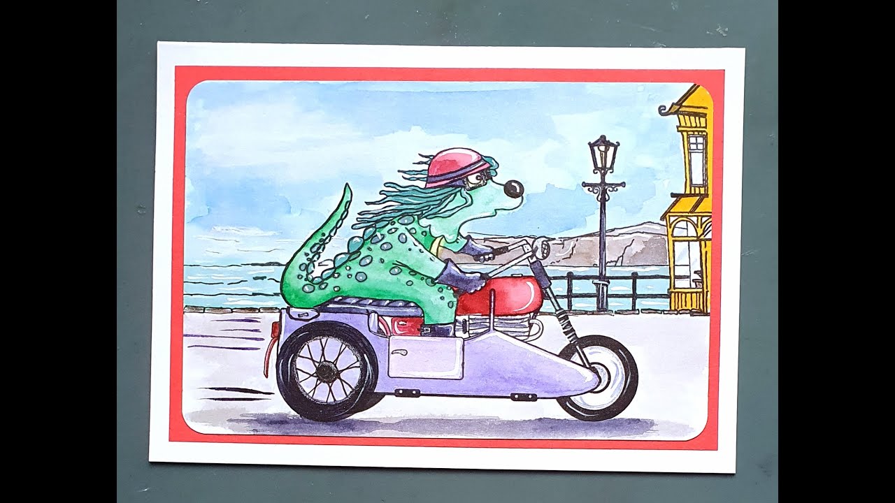 Creating “Doofus Takes the Coastal Road” | Handmade Card Using AngieD x Nice Crafting Stamps