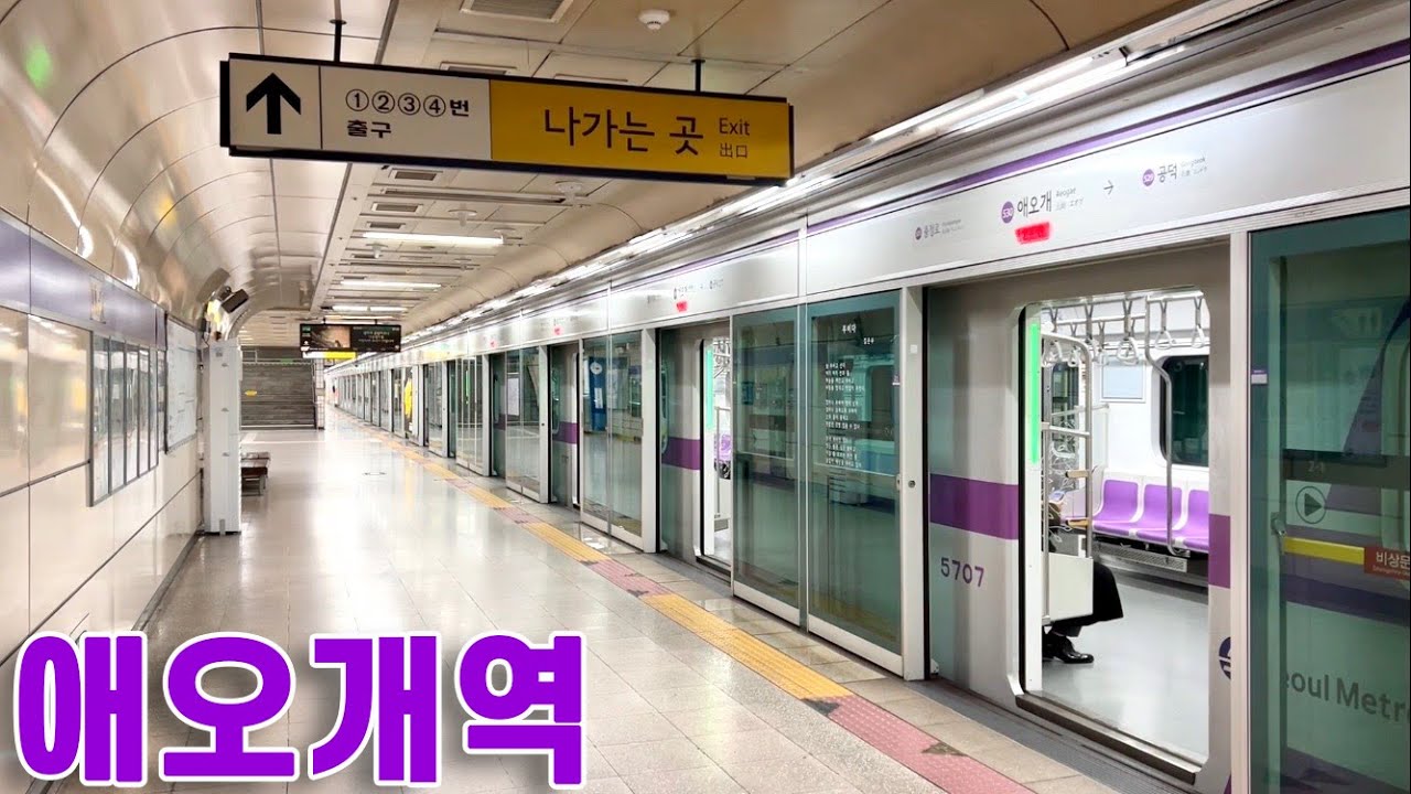 서울지하철 5호선 애오개역의 전동차들 / Aeogae station trains