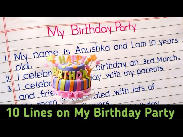 10 lines on my birthday || essay on my birthday party || 10 lines on my birthday in english || class=