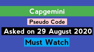 Capgemini Pseudo Code asked on 29 August 2020 | MCQs | Latest Pseudo Codes | The Coding Bytes