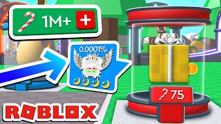 I bought TONS of CANDY CANE and got the RAREST PET in SABER SIMULATOR... (ROBLOX)