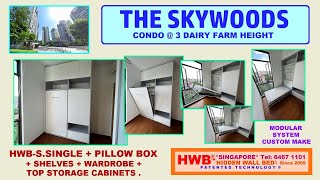 Skywoods. HWB S.Single + Pillow Box +Bed Shelves + Wardrobe +Top Storage. Ht.3.2m.HDB.BTO.HWB HUB.EC