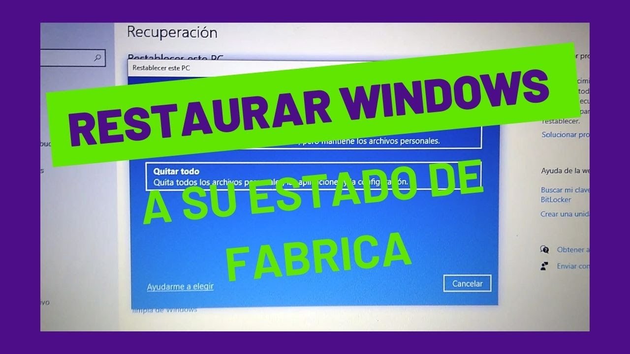 🛠 Restaurar Windows a su estado de fabrica 💻 TODOS LOS PASOS. - YouTube