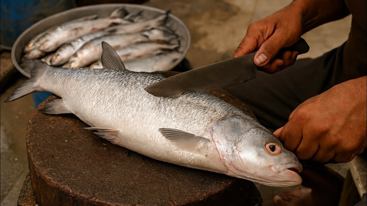 How to Fillet A Indian Salmon Ramas Rawas Fish | An Expert Fishmonger Cutting Skills 