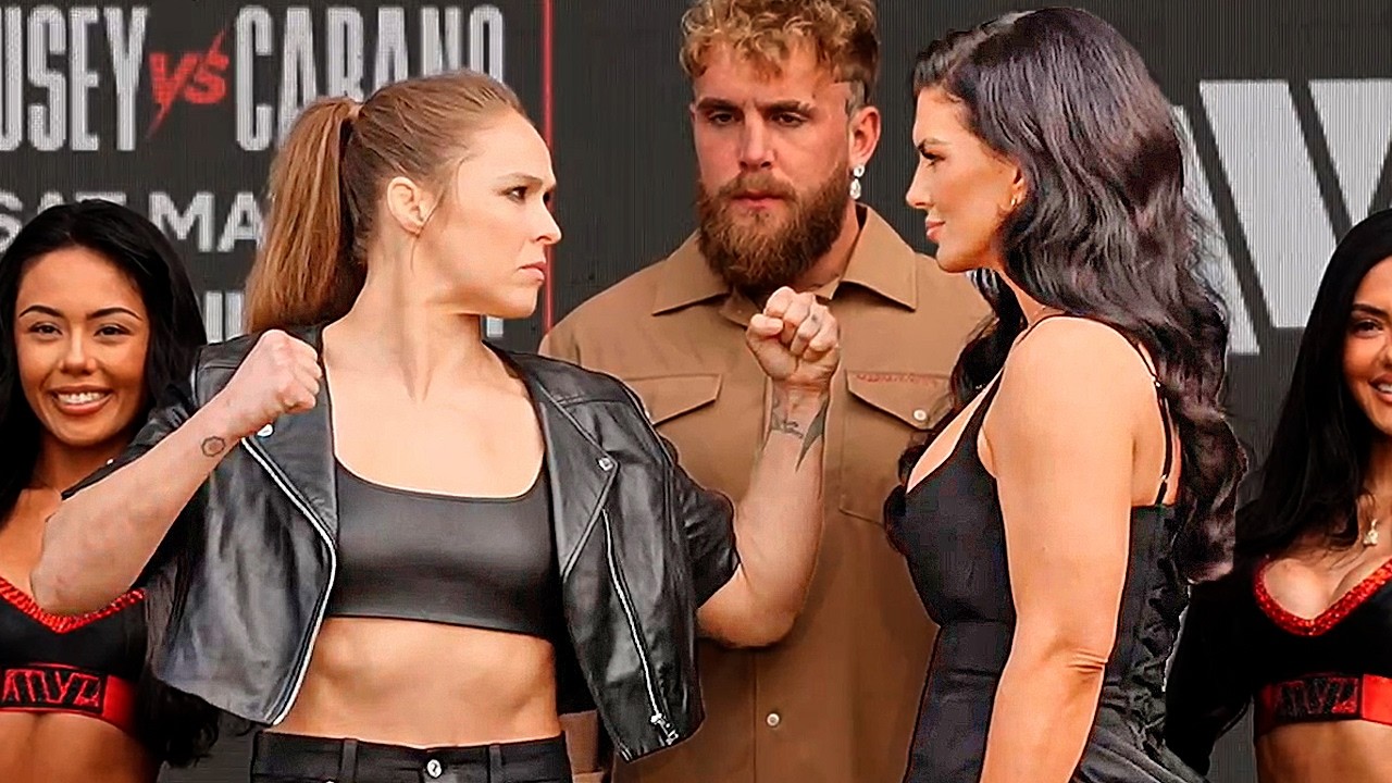 GIna Carano NOT INTIMIDATED by Ronda Rousey in FIRST FACE OFF in Los Angeles!