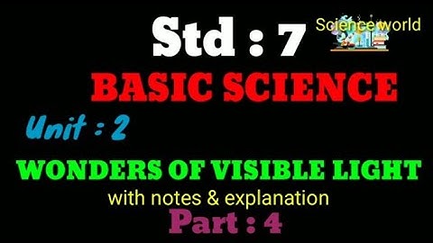 Std 7 Basic Science  unit: 2 Wonders of visible light part: 4 with explanation and notes