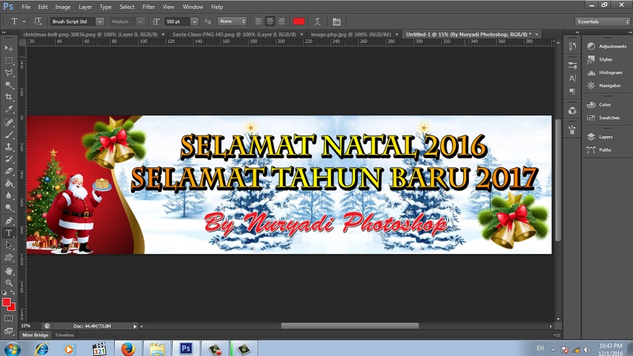 cara membuat banner selamat natal dan tahun baru YouTube