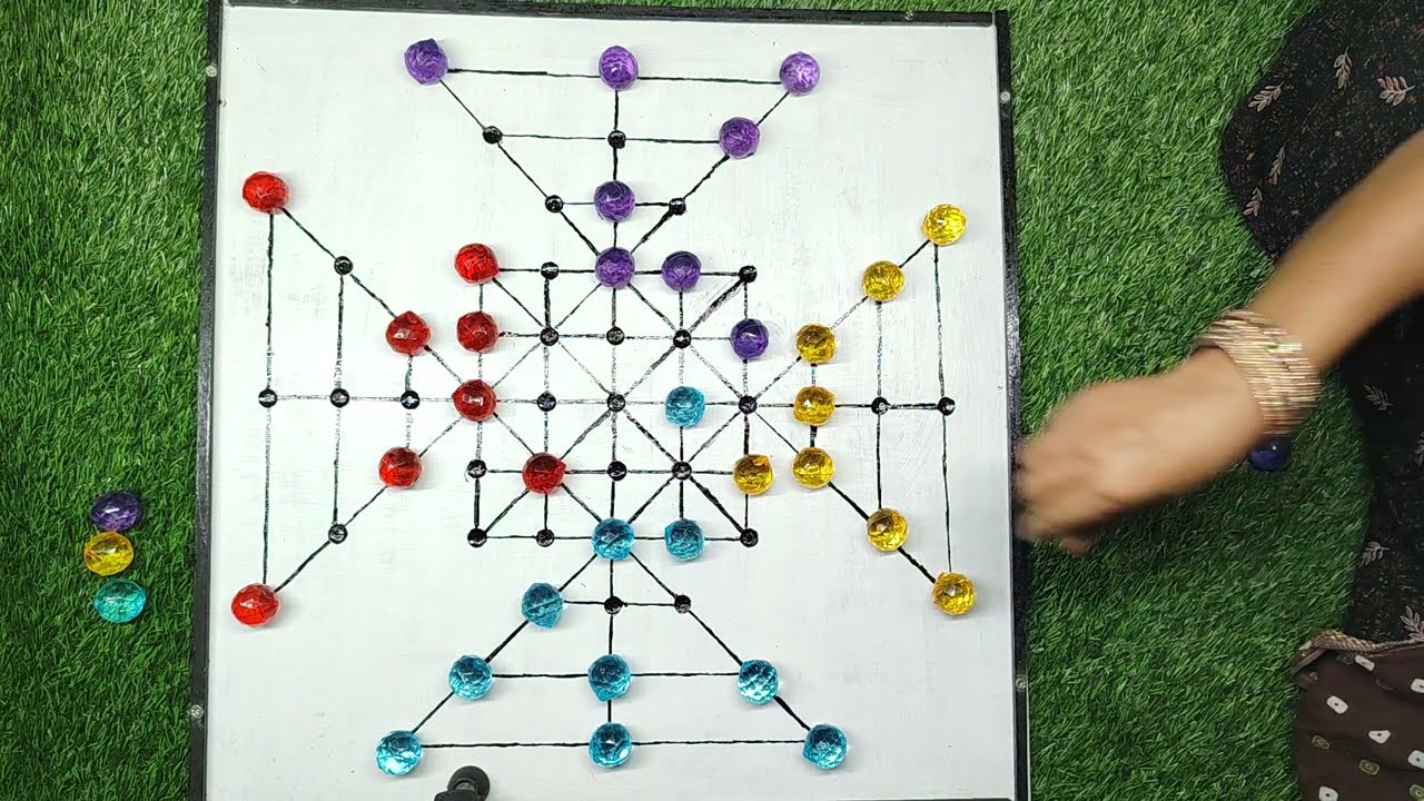 Classic Board Games (Bead 12) - Yellow Vs Violet Vs Red Vs Sky Blue #GAME7