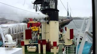 S.S.Shieldhall Blowing her fog horns for the last time MAYBE