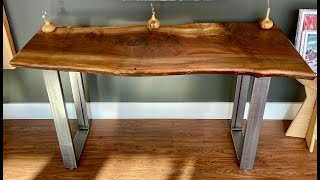5 Foot Black Walnut Live Edge Sofa or Entry Table Handcrafted by Natural Kinships in Bend, Oregon