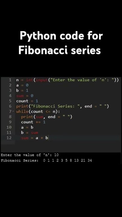 python code for Fibonacci series #fibonacci #python - YouTube