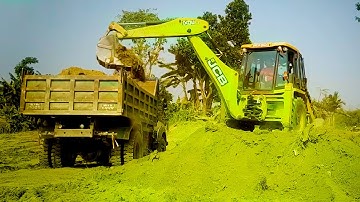 Amazing!!! Green JCB Backhoe Machine Loading Soil InTo A Dump Truck - Full Loading - JCB 3Dx Eco