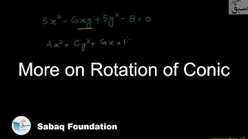 More on Rotation of Conic, Math Lecture | Sabaq.pk