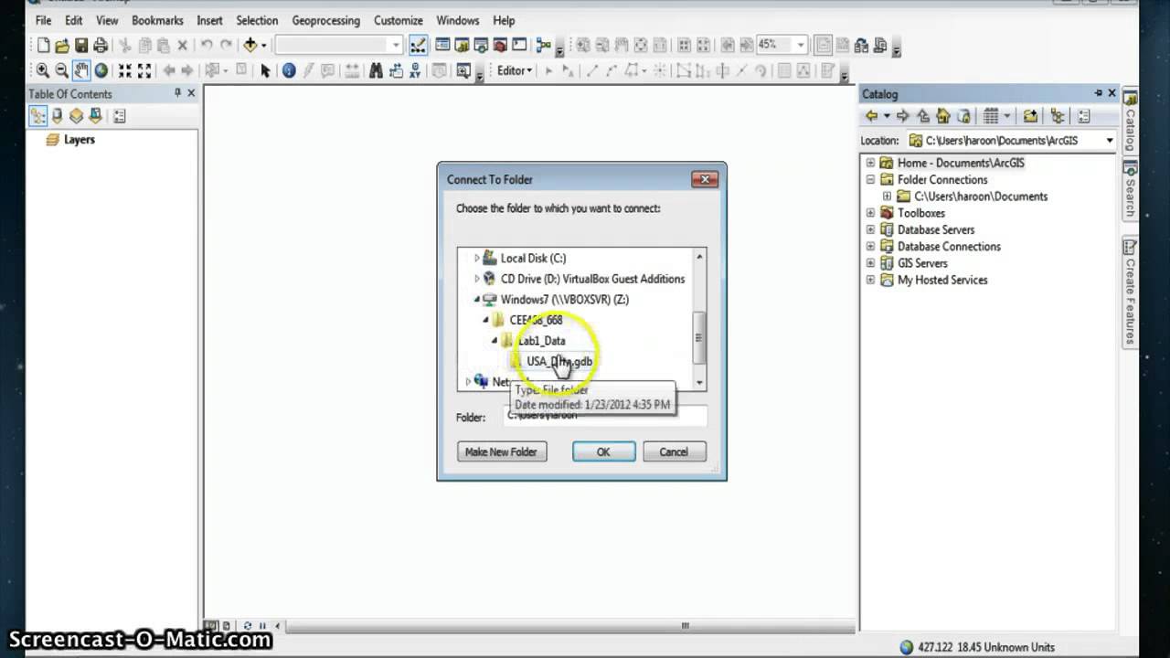 Lab 0-2 ArcMap 10.1 Connecting Data Folder - YouTube