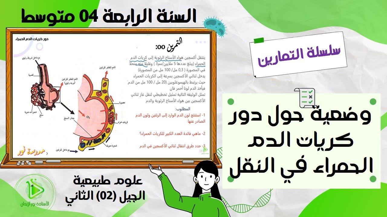 تمرين حول دور كريات الدم الحمراء في النقل علوم طبيعية سنة 04 متوسط