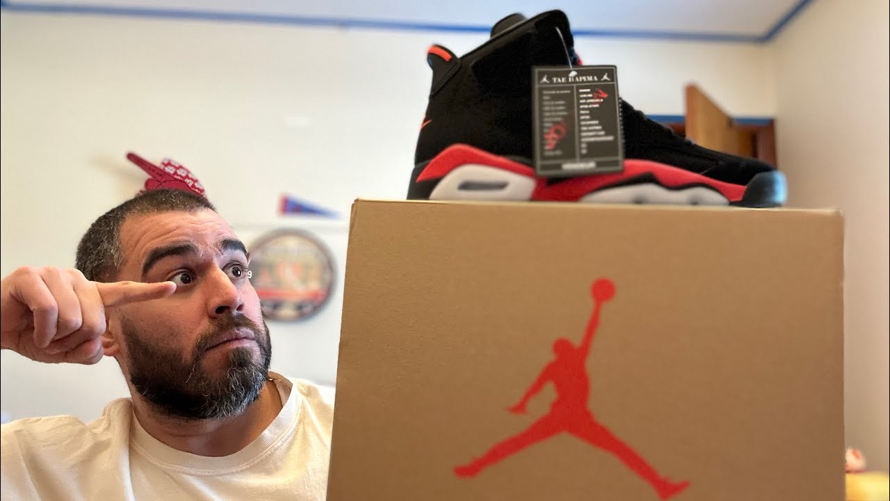 Распаковка и обзор кроссовок Air Jordan 6 Retro Infrared Salesman.