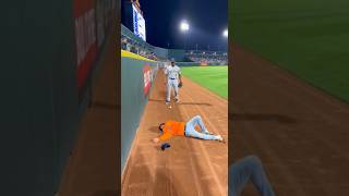 Fan Falls… Ball Rolls Between Him and Outfielder