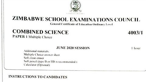 Zimsec June 2020, Combined Science Paper 1, Solutions for the full paper