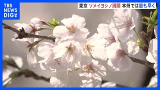 東京の桜が満開　平年より1日、去年より5日早い満開　本州での発表は東京が初めて｜TBS NEWS DIG