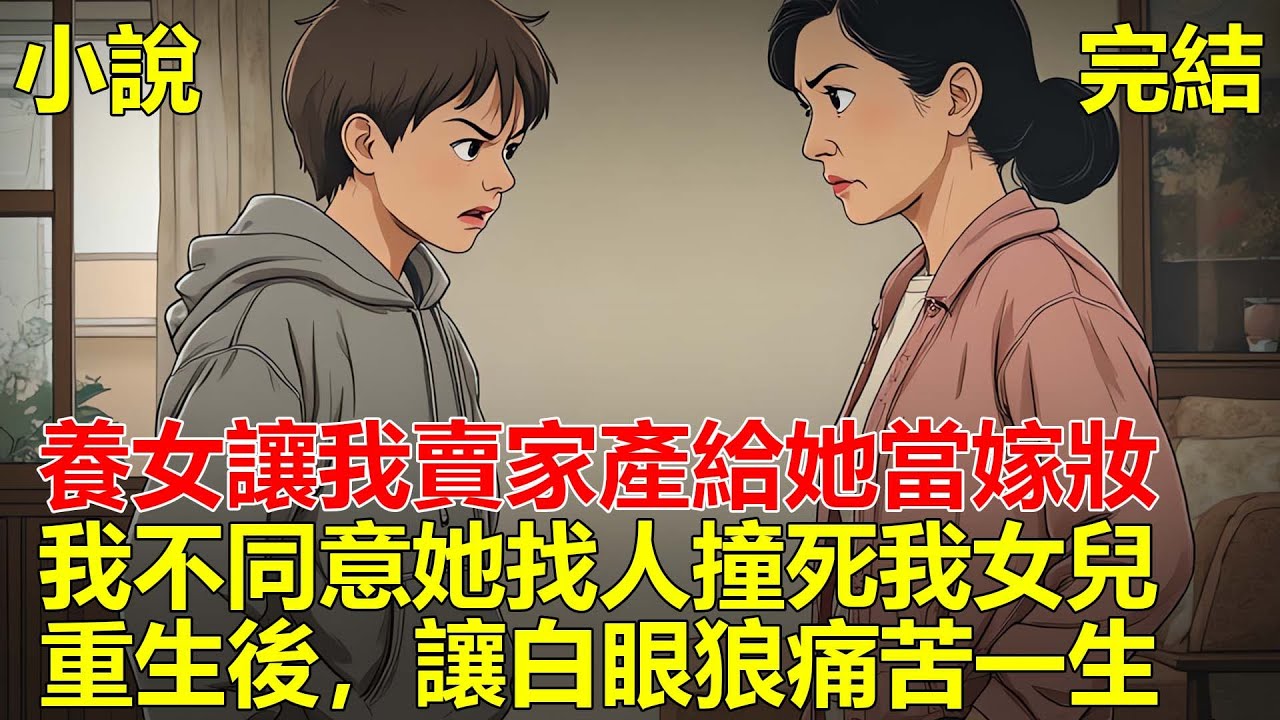 養女結婚那天，她讓我賣掉所有家產給她當嫁妝，我不同意，她找人撞死我女兒，把我打成殘疾，重生後，讓白眼狼養女痛苦一生！