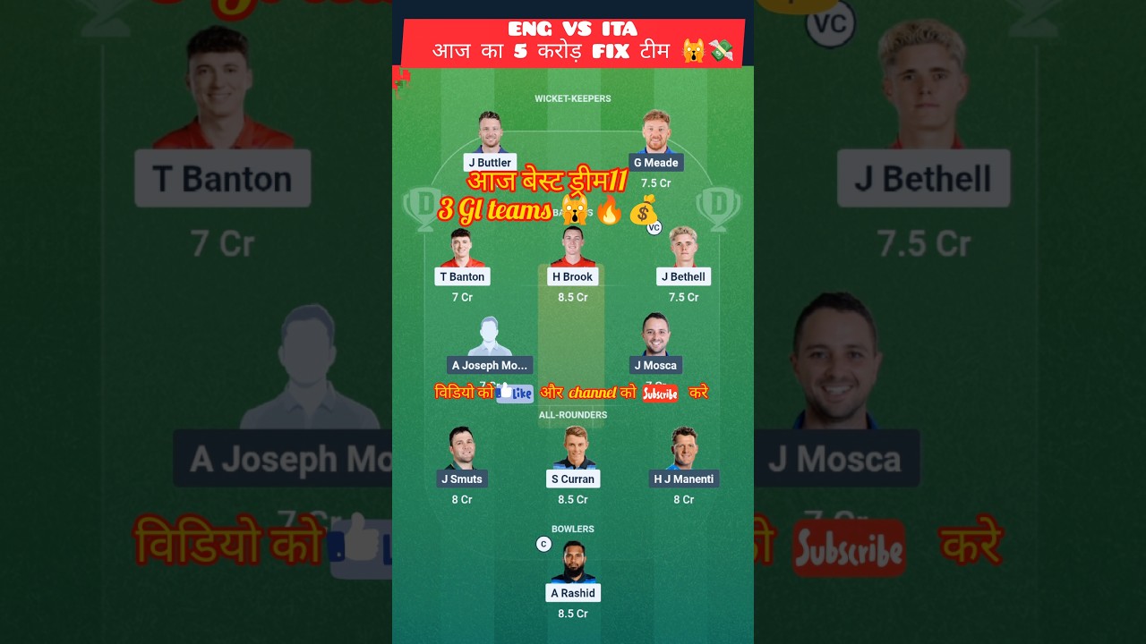 ENG VS ITA T20 Dream11 Prediction |ENG VS ITA Dream11Team Of Today 29th Match|T20 world cup 