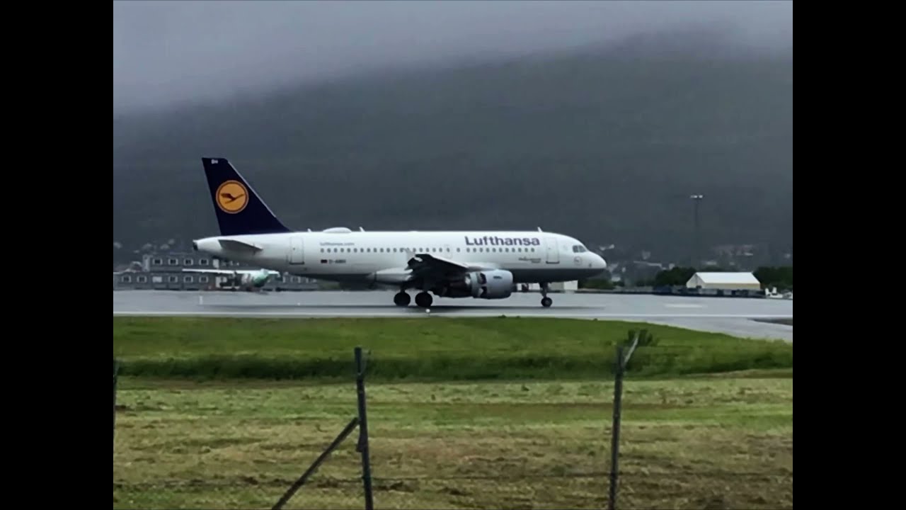 Lufthansa A319 landing and takeoff at Tromsø Langnes airport