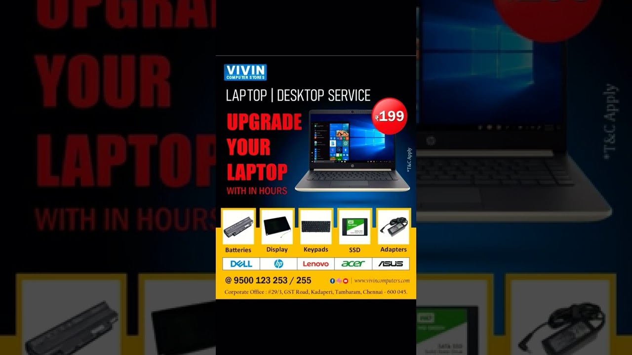 Laptop & Desktop Services in Chennai Best Affordable Rate ₹199/- @ 9500123253/255 