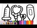 🖍️🩺 Doctor Supplies Coloring Page: Let Your Imagination Heal! 💉🎨 / Akn Kids House