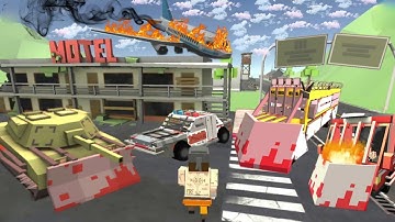 Huge Fire started by the Crushed Airplane | Zombies are also afraid in Blockapolypse Zombie City