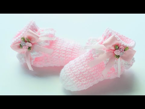Super Easy crochet baby booties various sizes