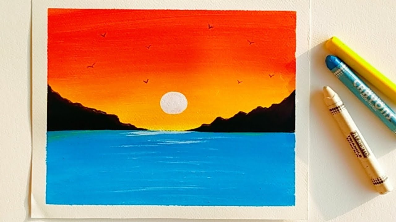 Abstract Sunset Painting || Acrylic Painting For Beginners Step By Step ...