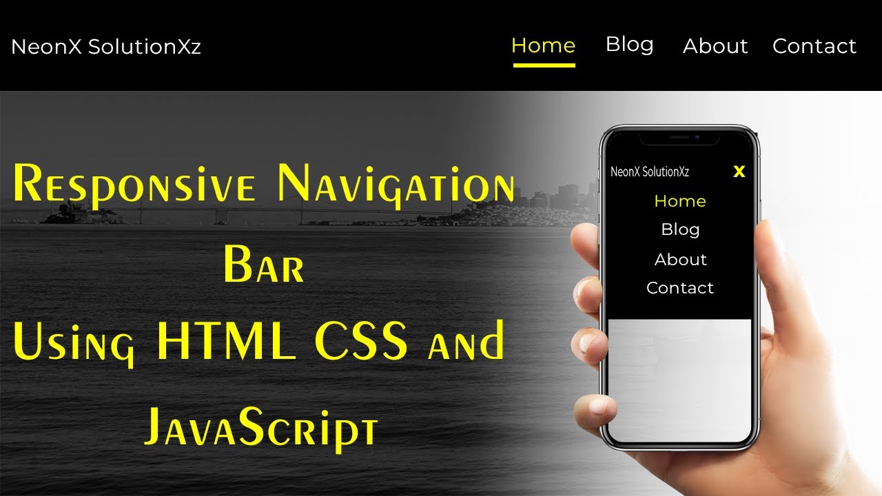 reponsive navigation bar tutorial using html css js... Responsive Navigation Bar Using HTML CSS and JavaScript - YouTube