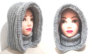 ✅GORRO CAPUCHA  con cuello TEJIDO A CROCHET O GANCHILLO.