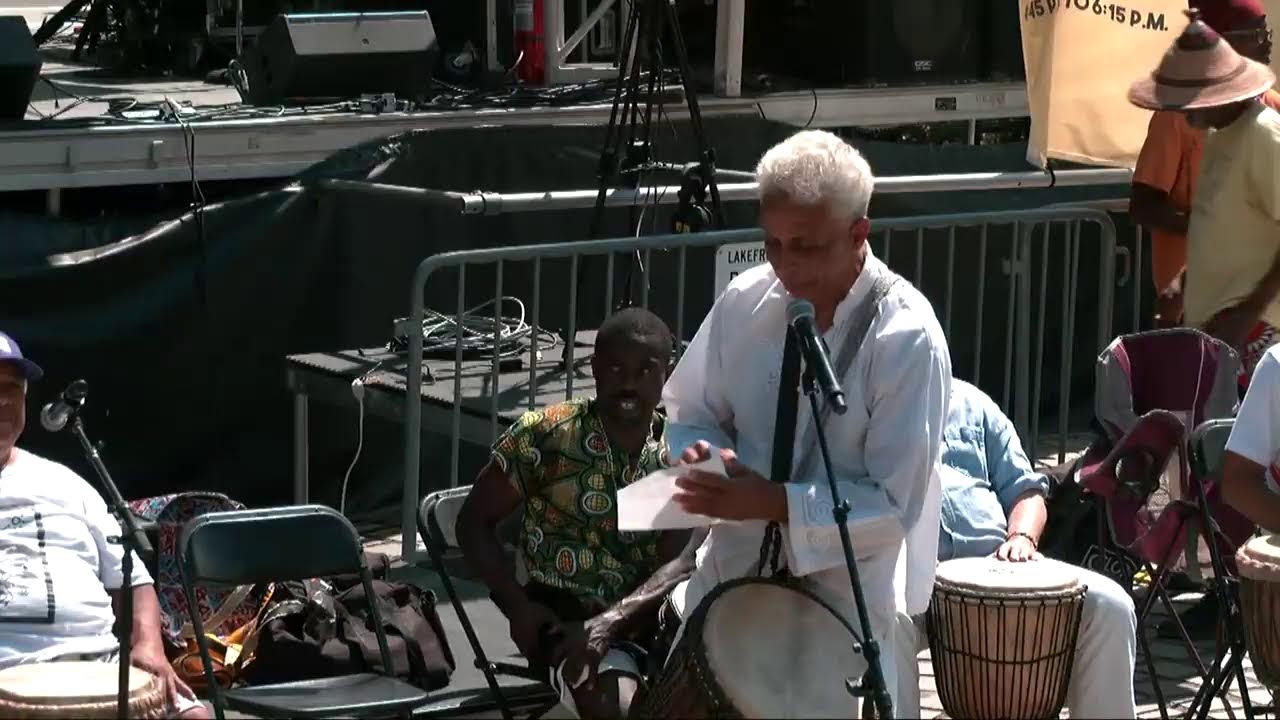 This is the drum circle kicking off the second day of Congo Square Rhythms Festival!