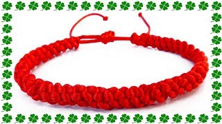 Como hacer pulseras de hilo con nudos. Pulsera roja de suerte y protección, amuleto mal de ojo fácil